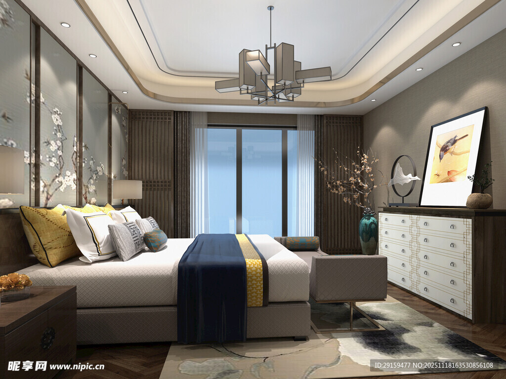 现代中式风格豪华卧室