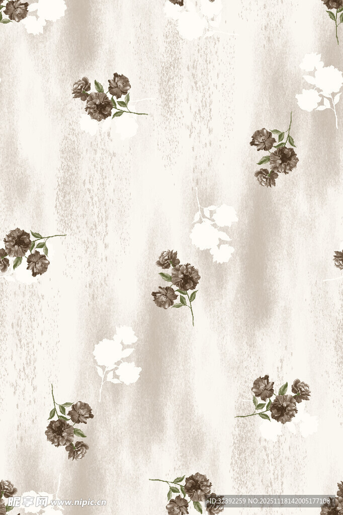 花卉图案的浅色织物纹理