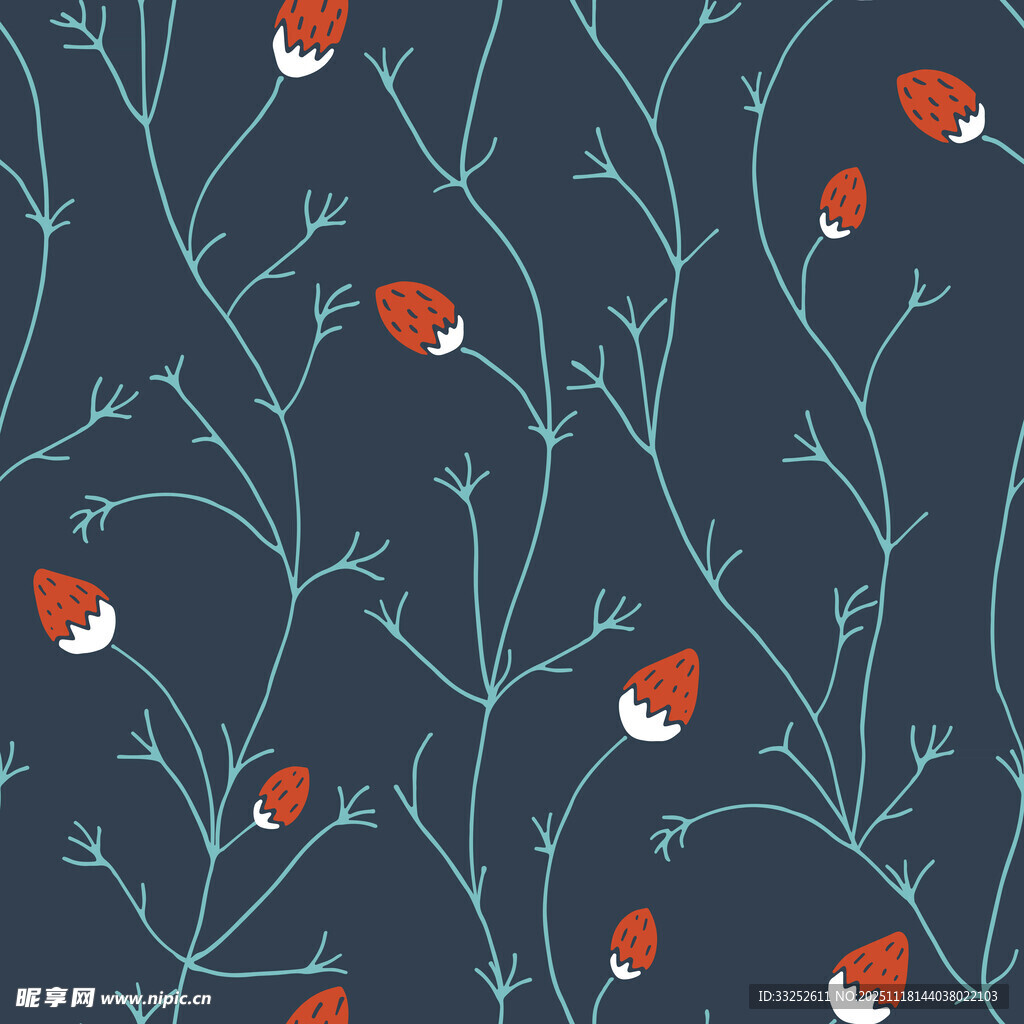 深蓝色底植物图案纹理