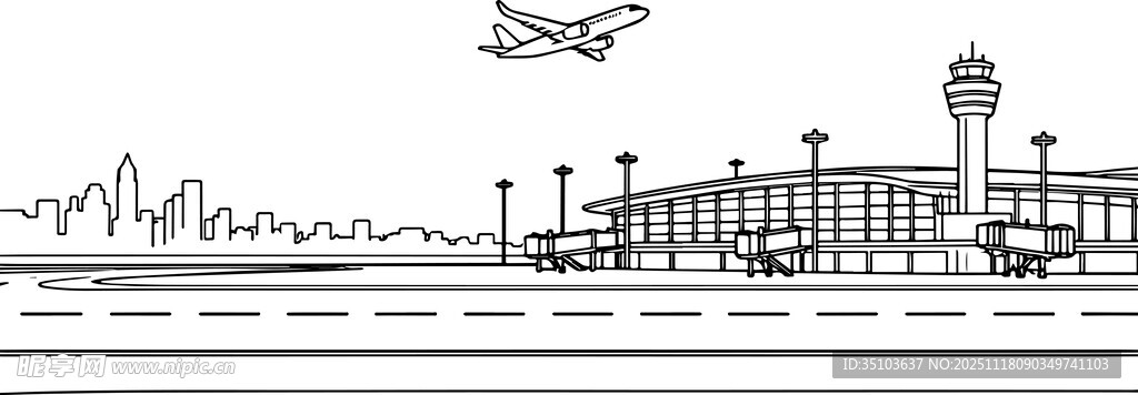 机场跑道与飞机轮廓图