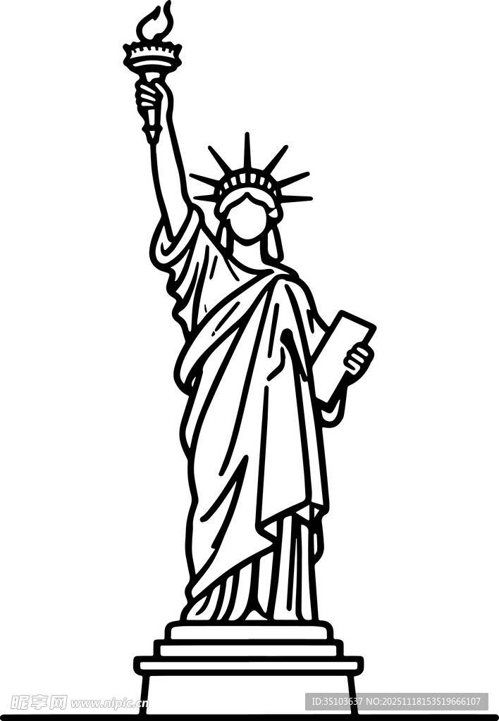 自由女神像线条画