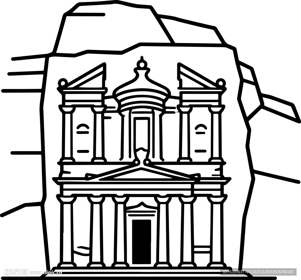 佩特拉古城建筑轮廓图