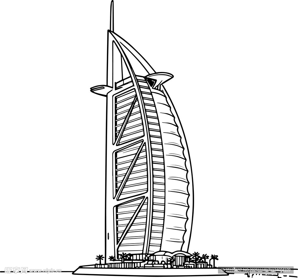 迪拜帆船酒店建筑线条图