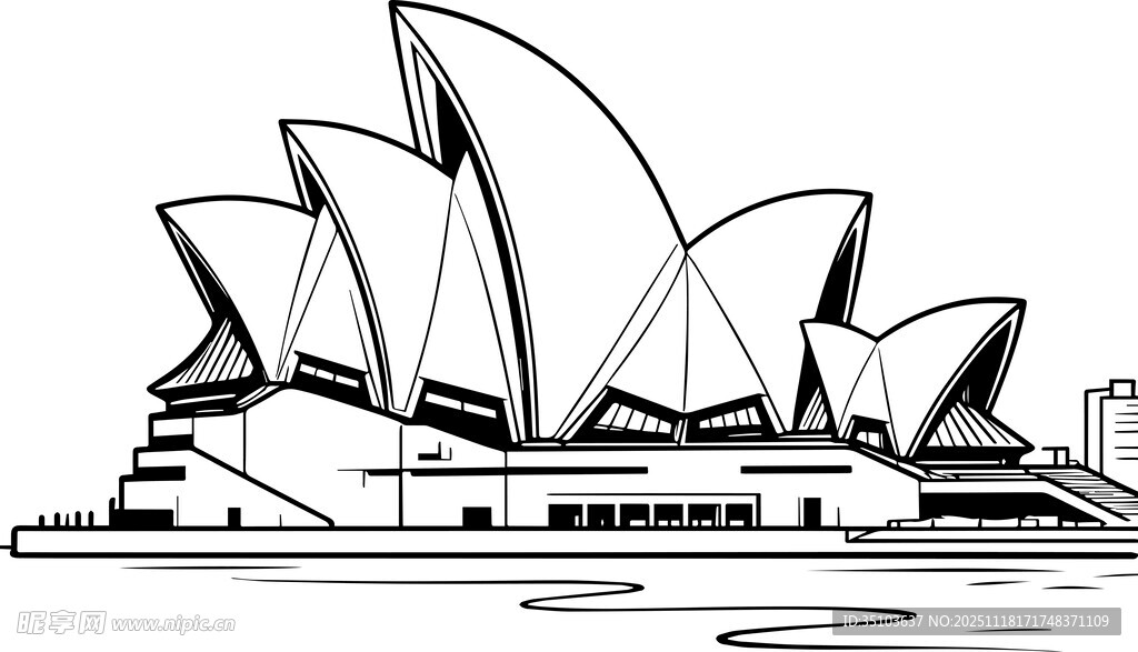 悉尼歌剧院黑白线条图