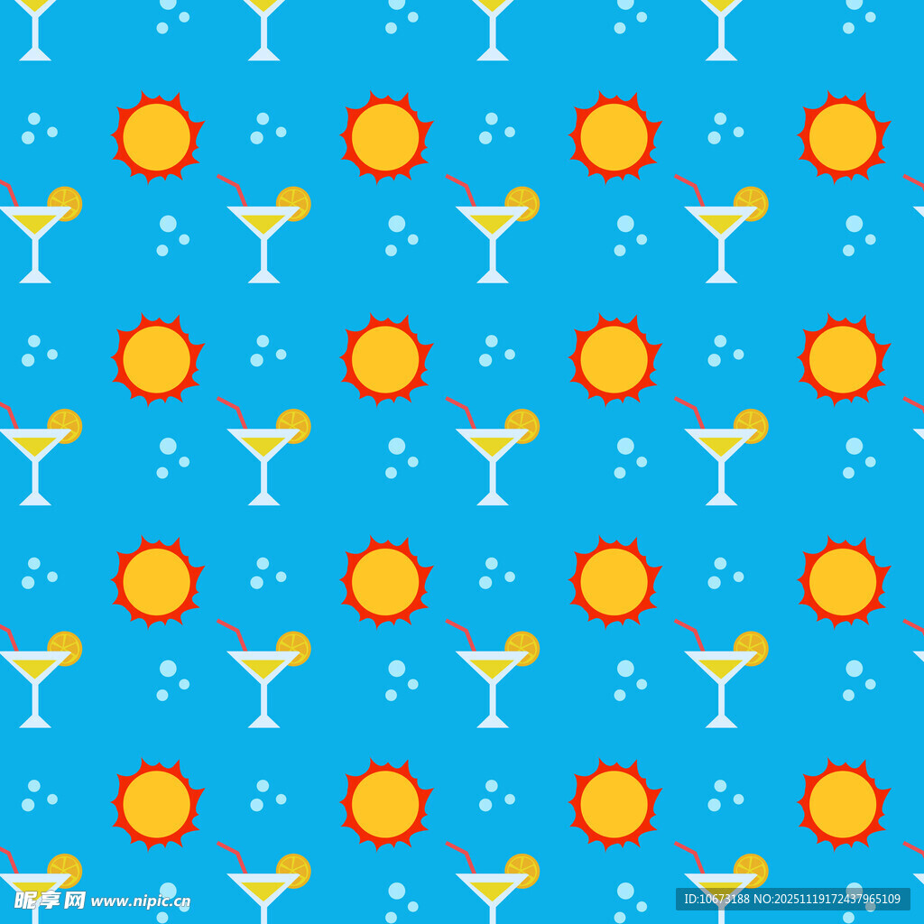 蓝色背景鸡尾酒图案设计