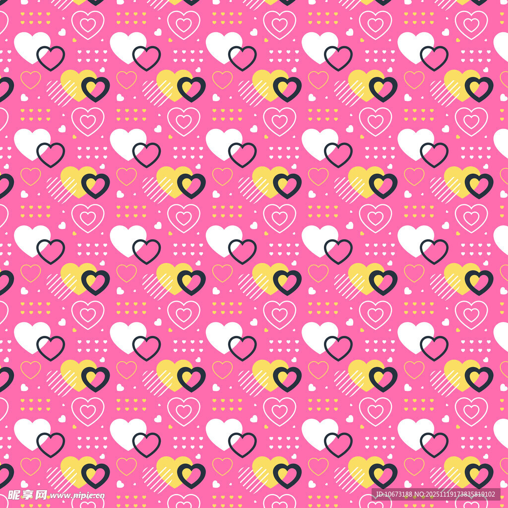 粉色爱心卡通图案背景