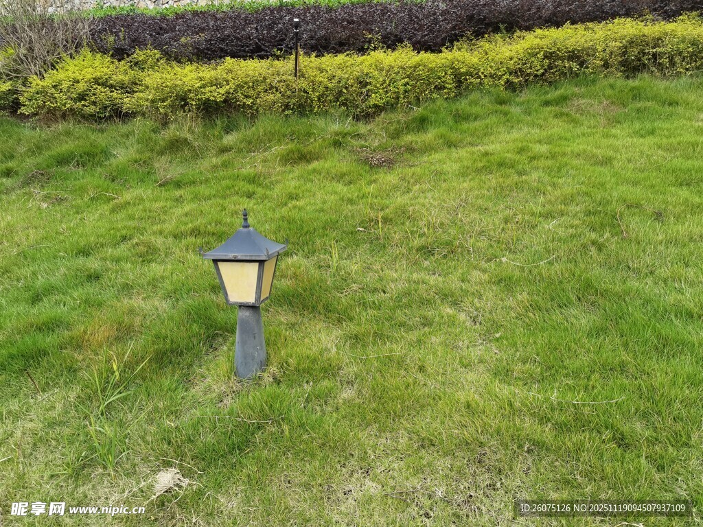 草坪上的复古风格小路灯