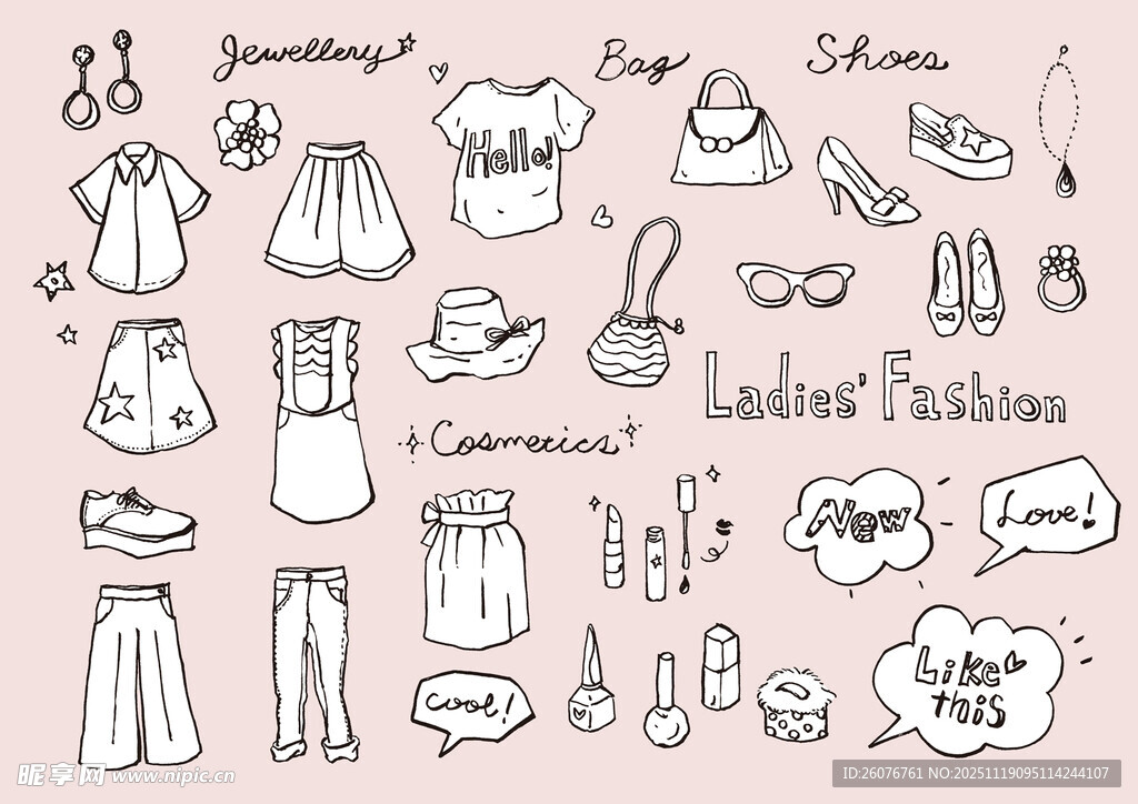 手绘时尚服饰配饰集合