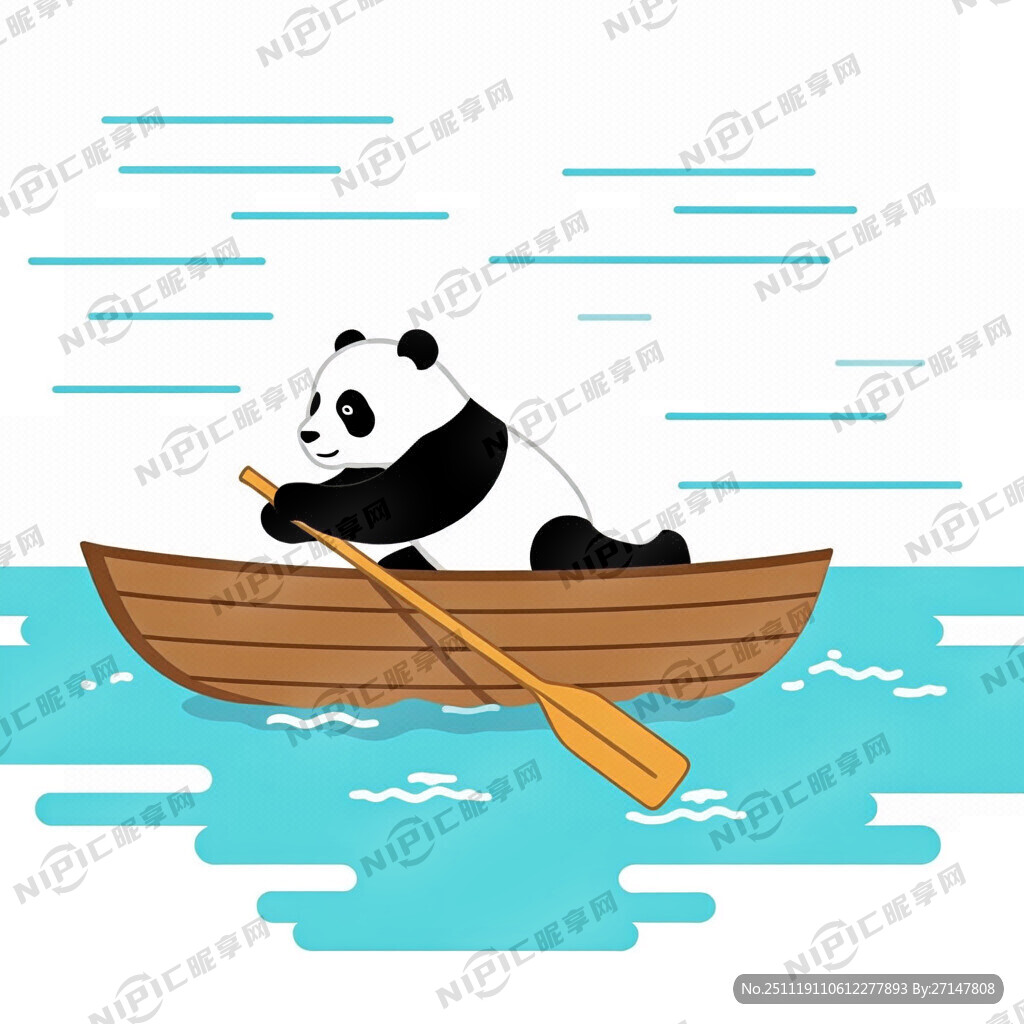 熊猫在划船 熊猫要奋斗一点