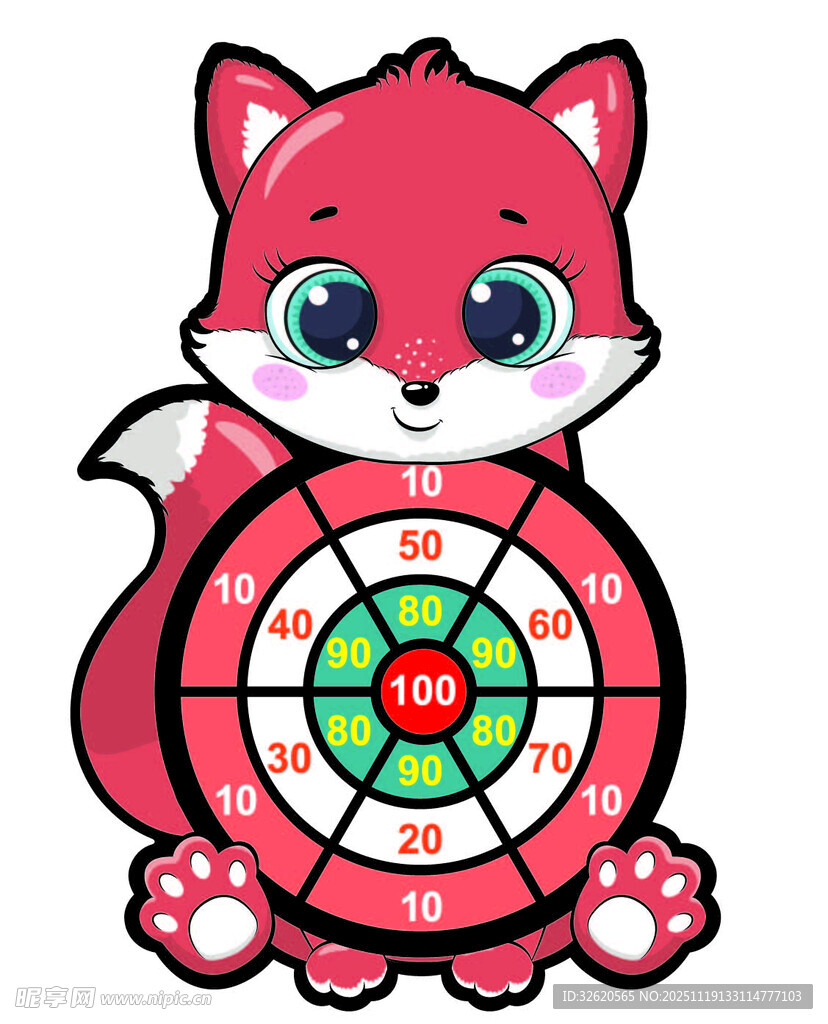 可爱红狐与飞镖靶图案 标靶