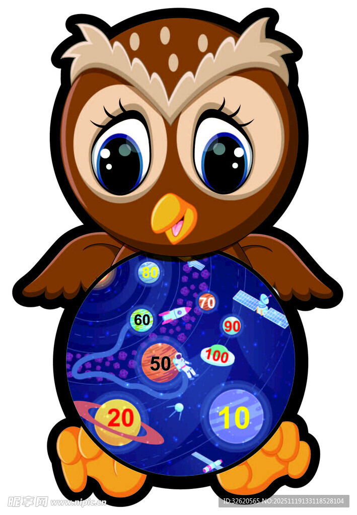 可爱猫头鹰抱多彩星球 标靶