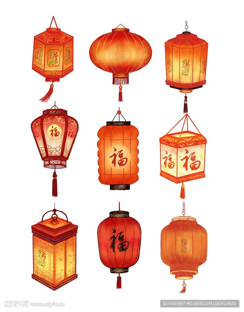 中式传统灯笼集锦素材