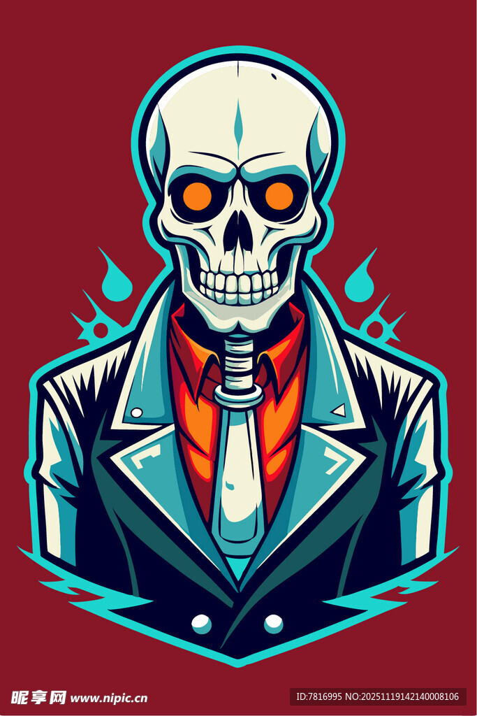 骷髅绅士插画