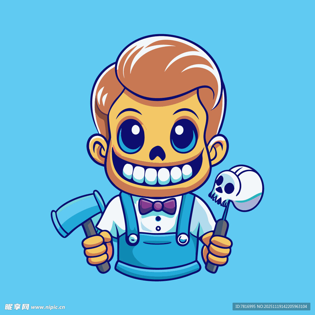 卡通牙医形象手持工具