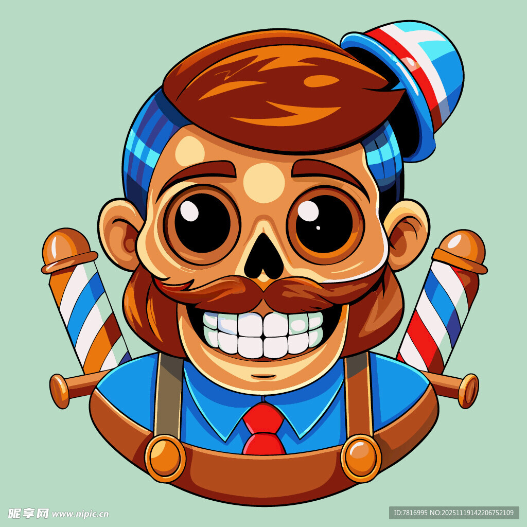 复古风理发师卡通形象