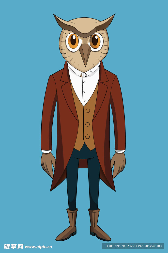 穿着西装的猫头鹰形象
