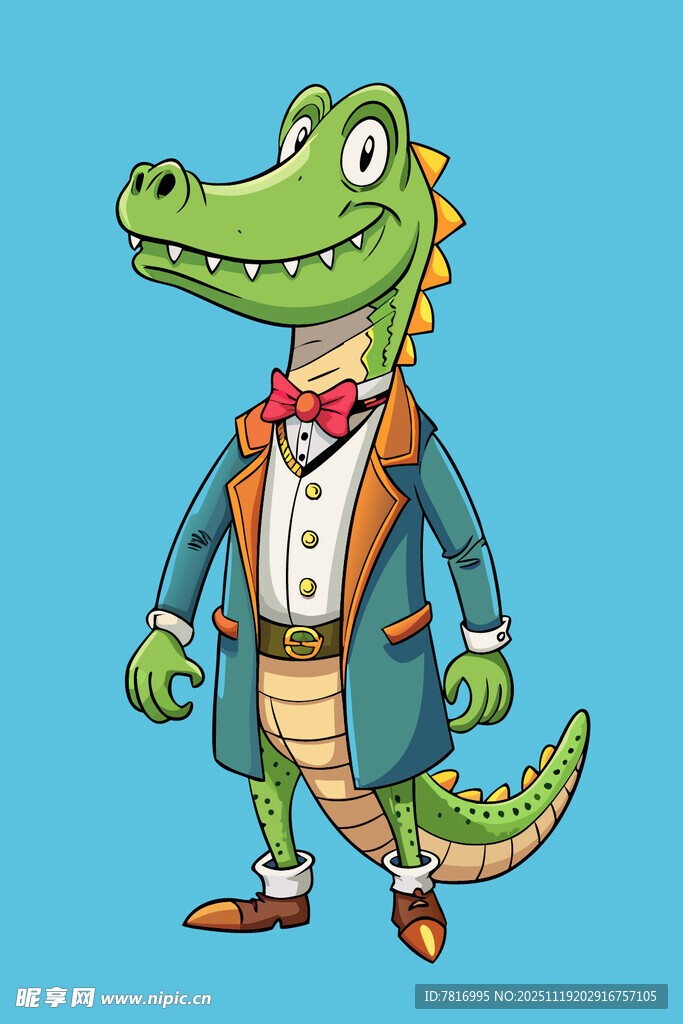 穿西装的卡通鳄鱼