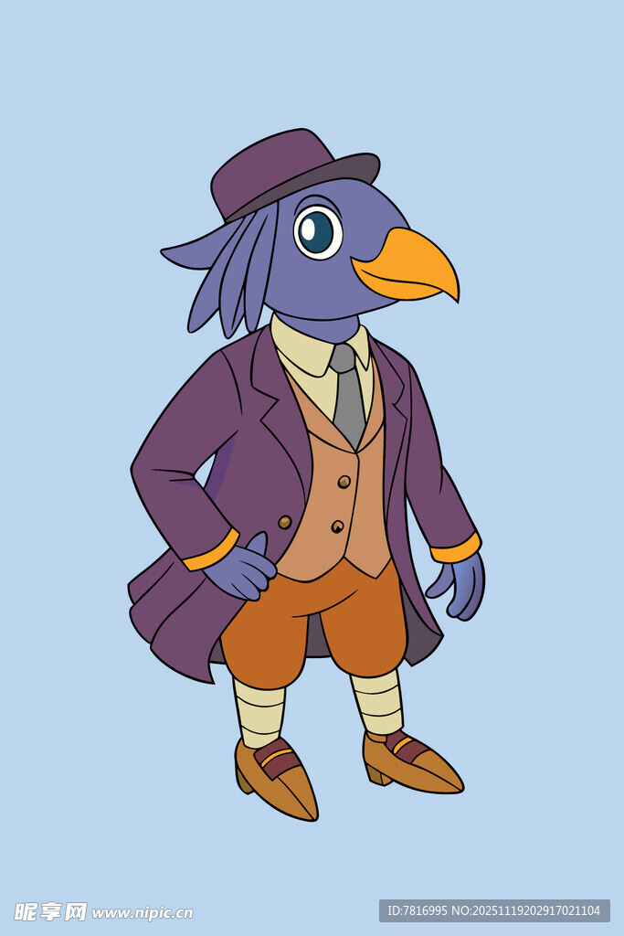 穿着西装的拟人化蓝鸟