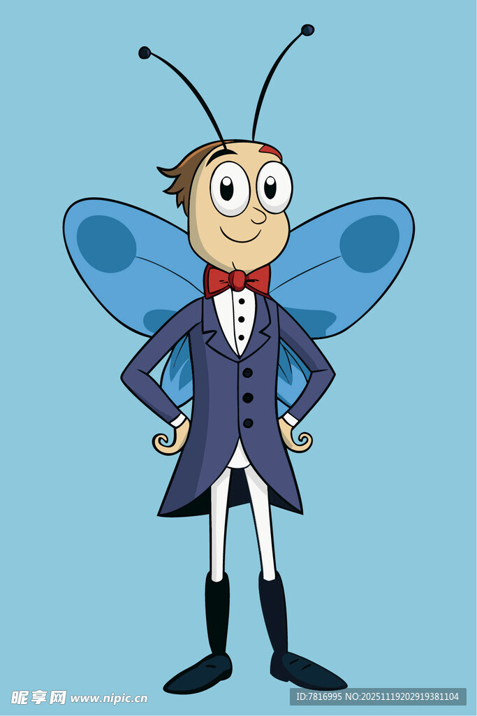 蓝色绅士风卡通小蜜蜂
