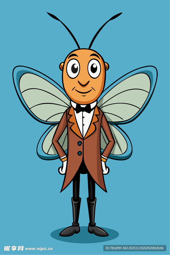 穿着西装的可爱蜜蜂形象