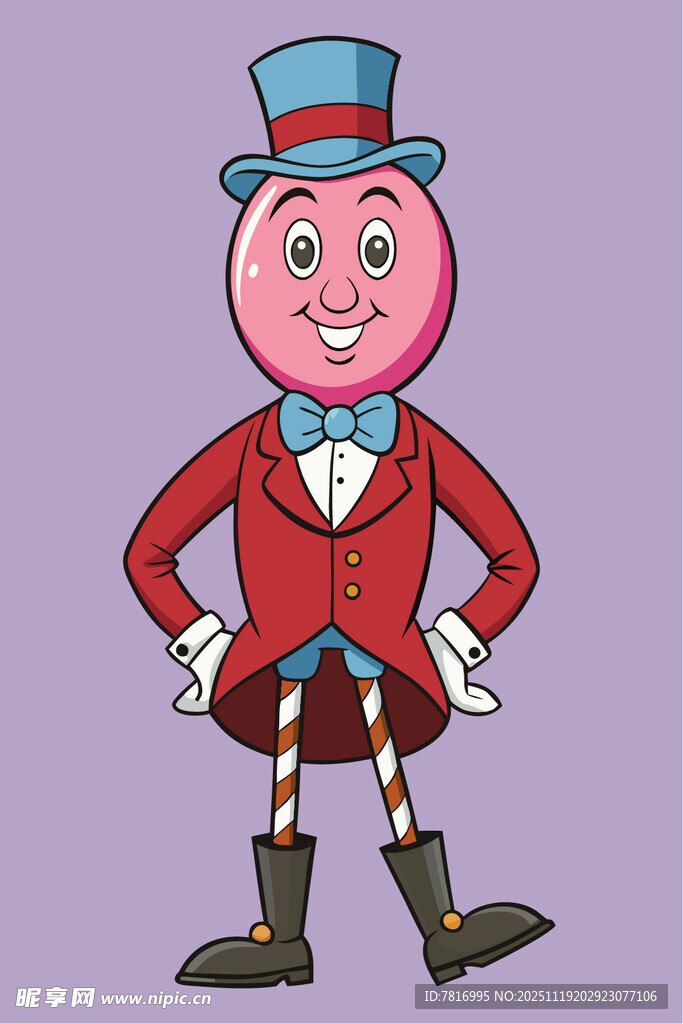 戴礼帽的卡通小丑形象