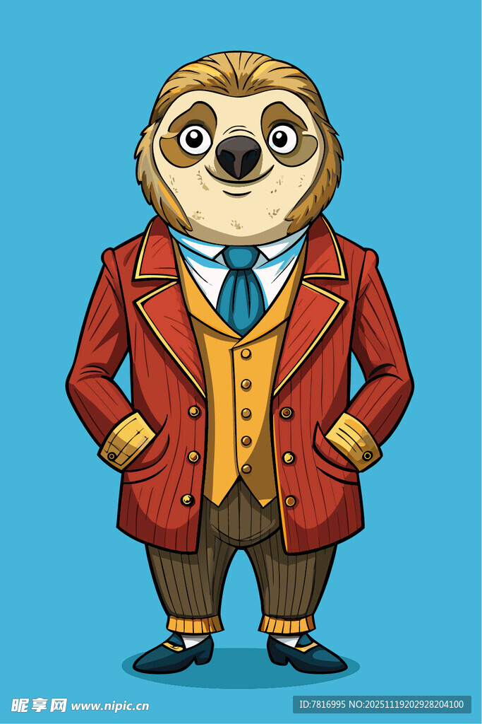 穿着西装的可爱树懒形象