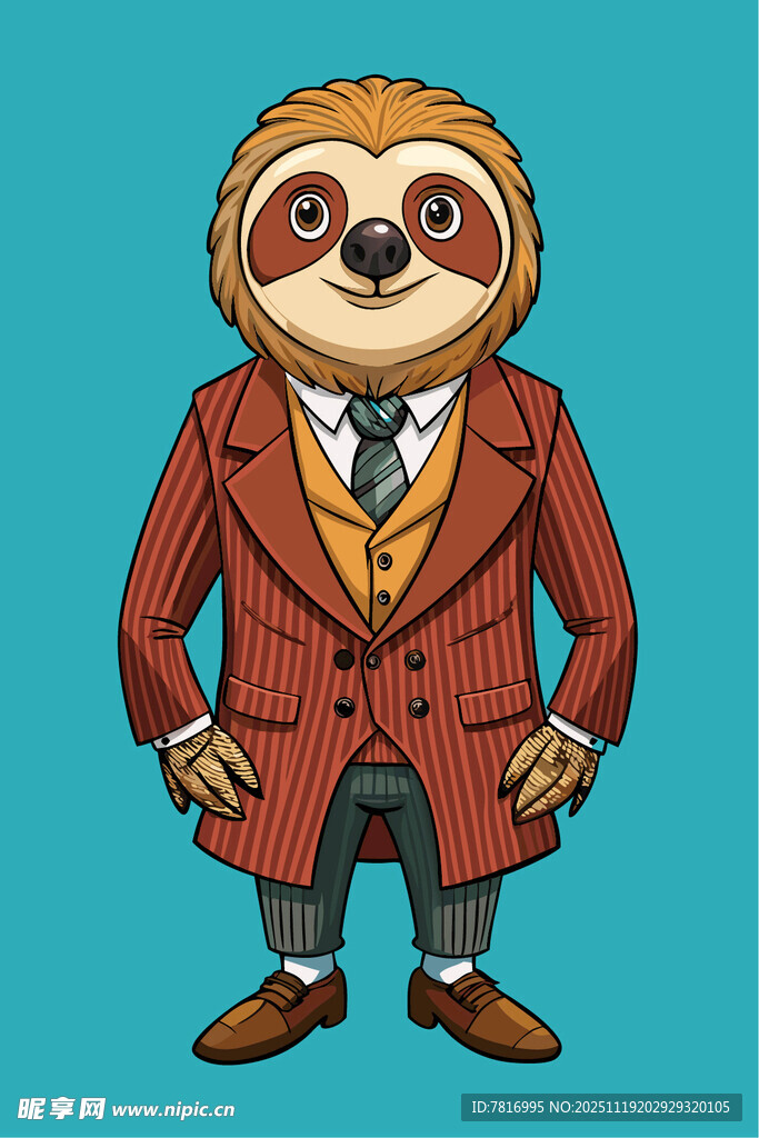 穿着西装的可爱树懒形象