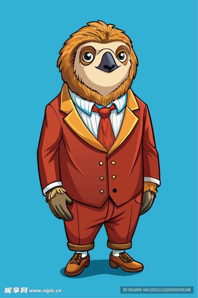 穿西装的卡通树懒形象