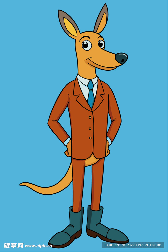穿西装的卡通袋鼠形象