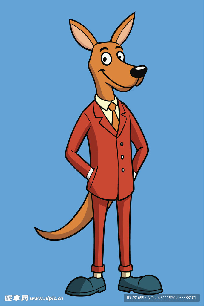 穿西装的卡通袋鼠形象