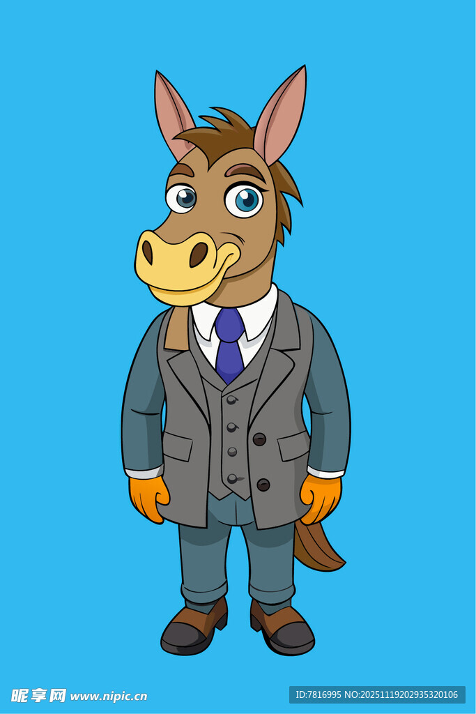 穿西装的卡通驴子形象