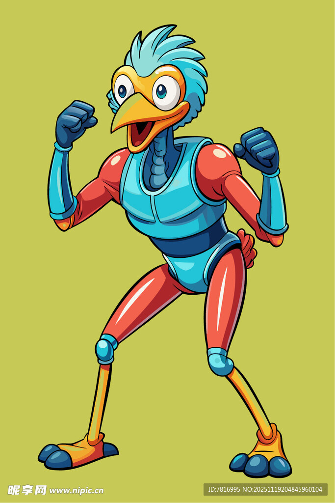 蓝色机械鸟摆出战斗姿势