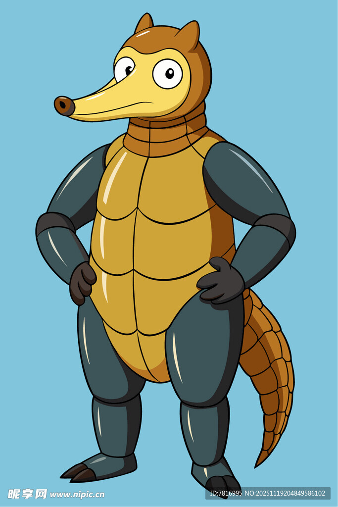 卡通造型的鳄鱼拟人角色