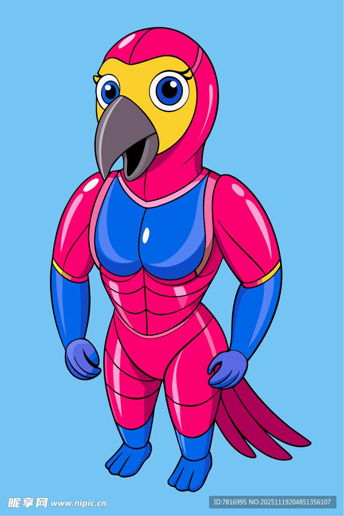 鹦鹉超级英雄卡通形象