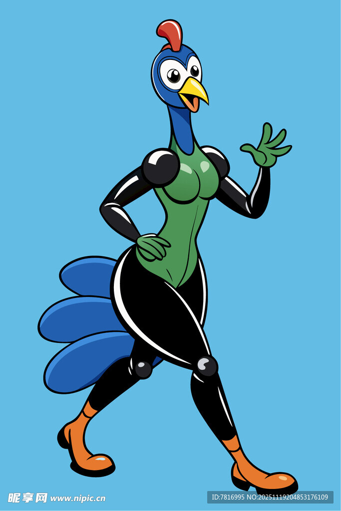 卡通公鸡造型的拟人角色