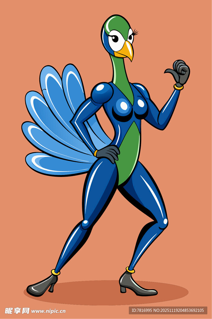 超级英雄风格的孔雀女性形象