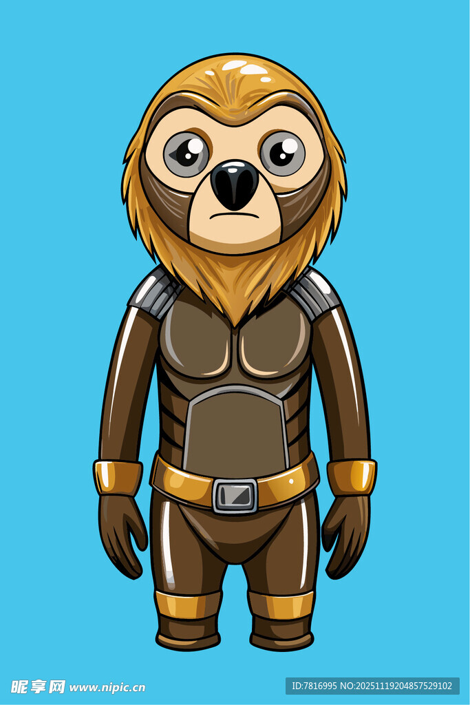 穿着战甲的卡通树懒形象