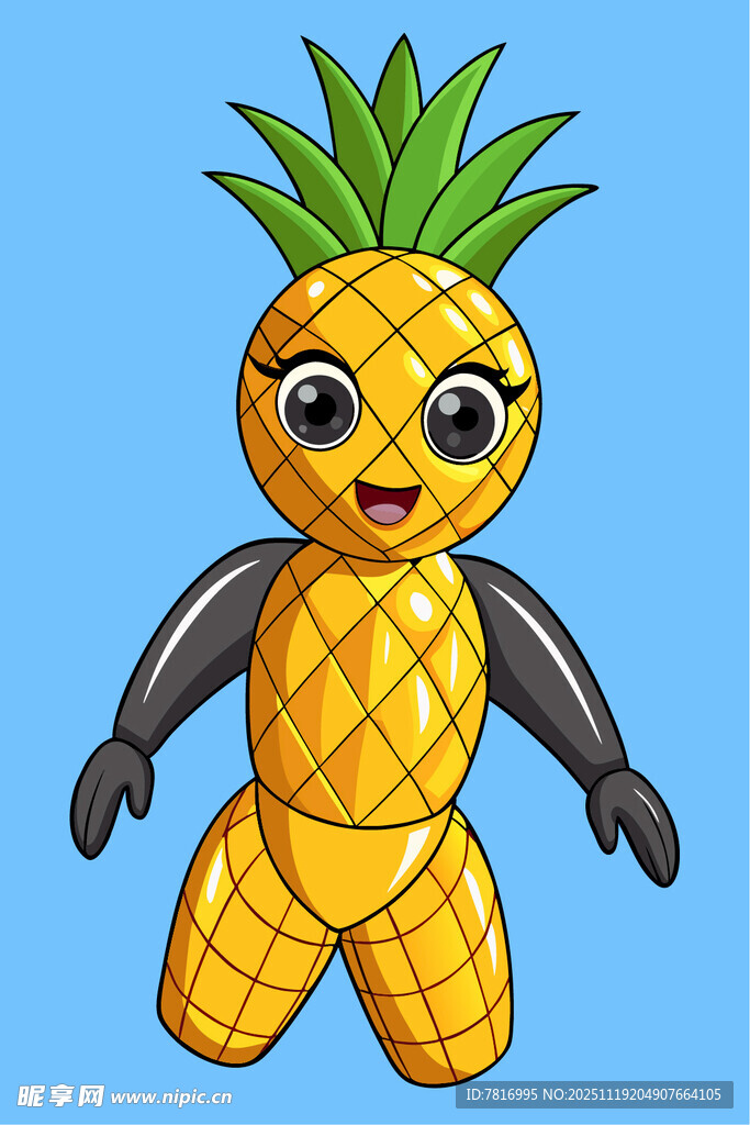 可爱菠萝卡通人偶形象