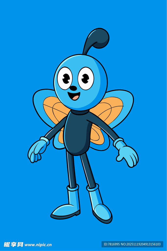 蓝色卡通小蜜蜂形象