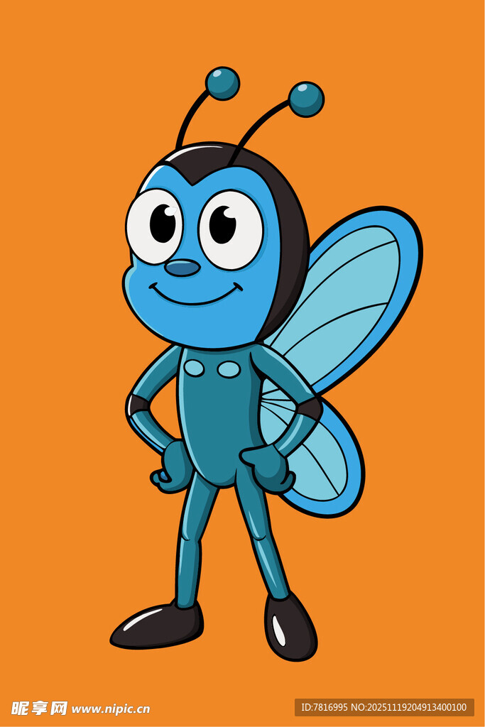 可爱蓝色卡通小蜜蜂形象