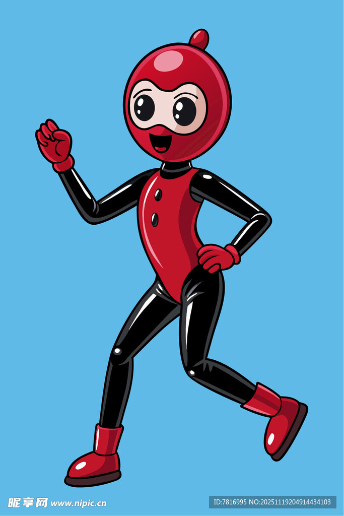 红色瓢虫卡通角色在奔跑