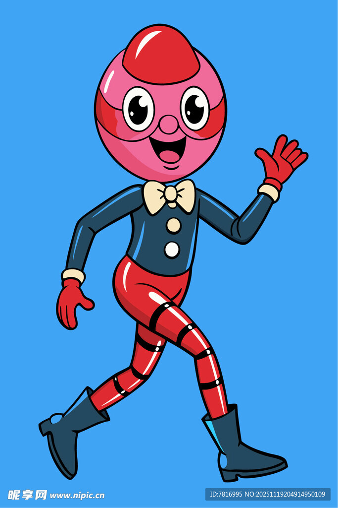 卡通红装机器人挥手