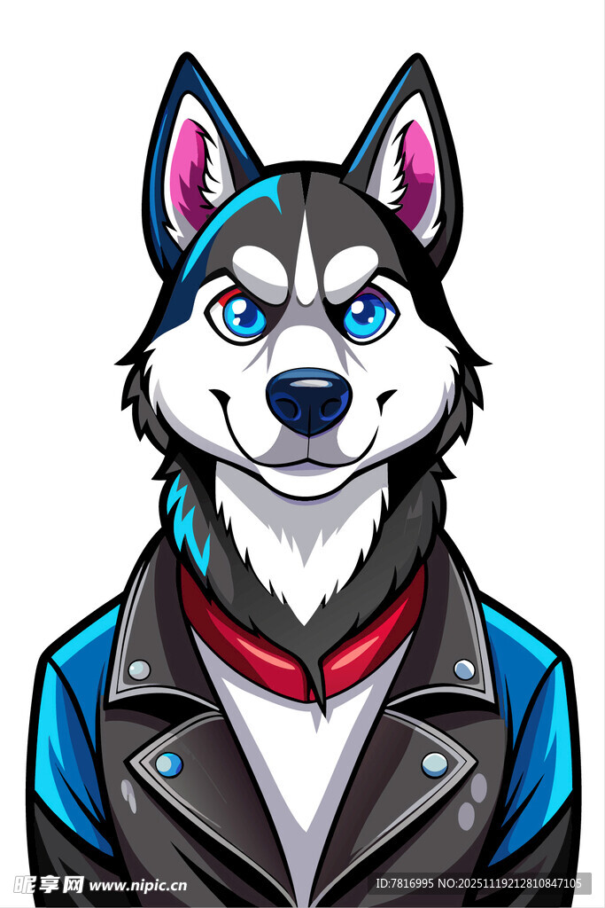 酷炫哈士奇机车风形象