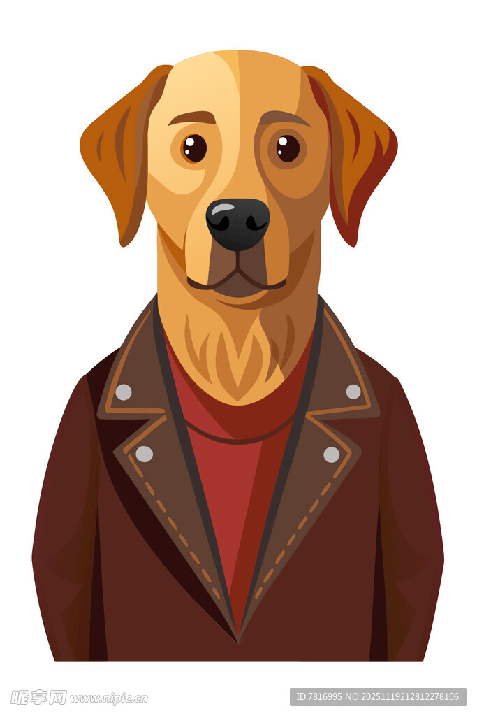 穿皮夹克的可爱拉布拉多