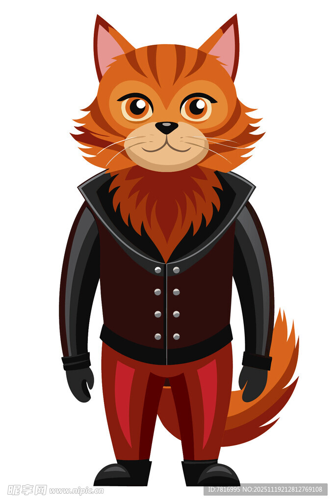 穿皮衣的拟人化橙色猫咪