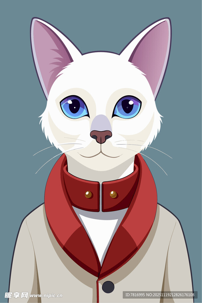 穿大衣的蓝眼猫咪