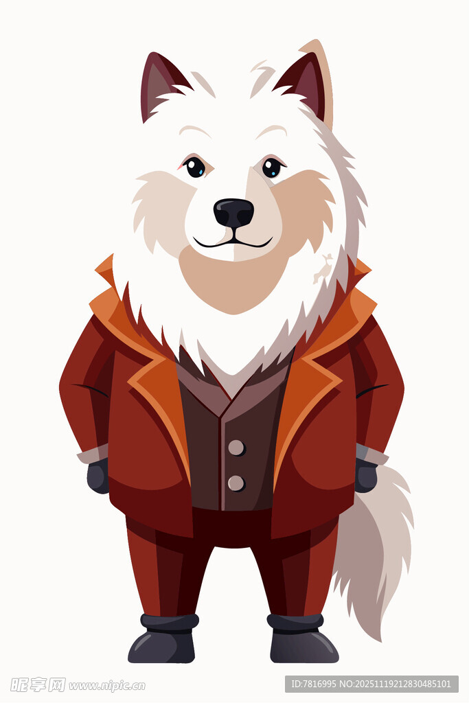 穿着西装的可爱萨摩耶