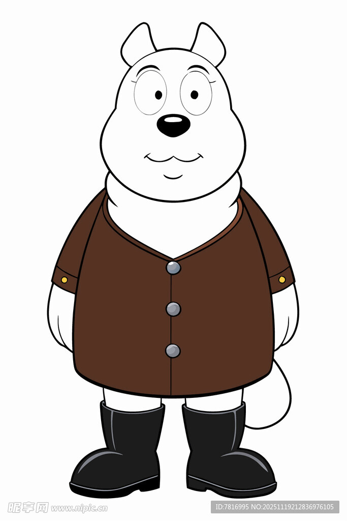 穿外套的卡通白狗