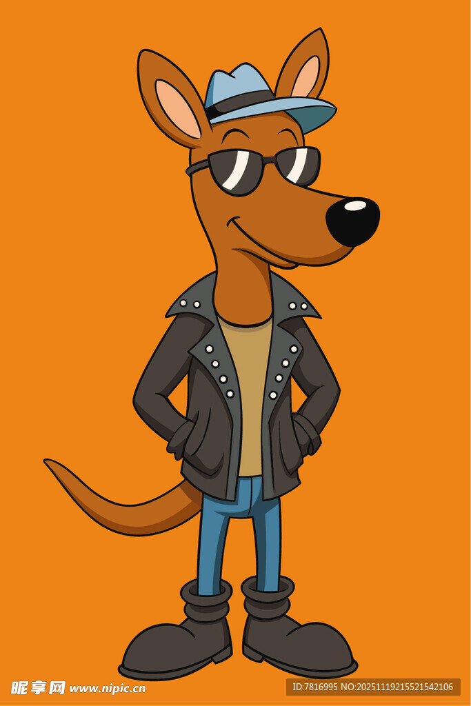 时尚酷帅的卡通袋鼠形象