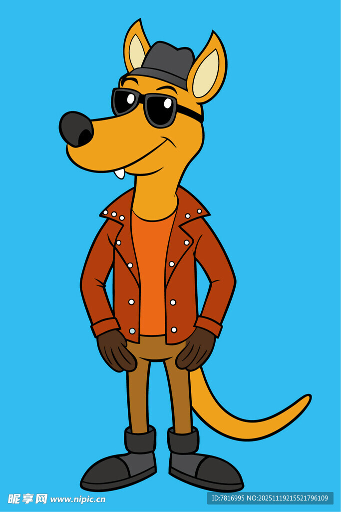 穿皮衣戴墨镜的袋鼠